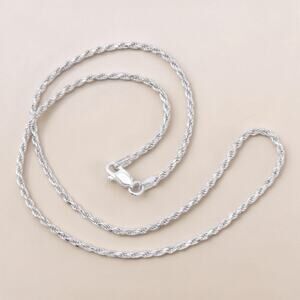 Vintage Sterling Silver Italy Twist Chain Necklace 2mm Wide 16 Inch 5.16g